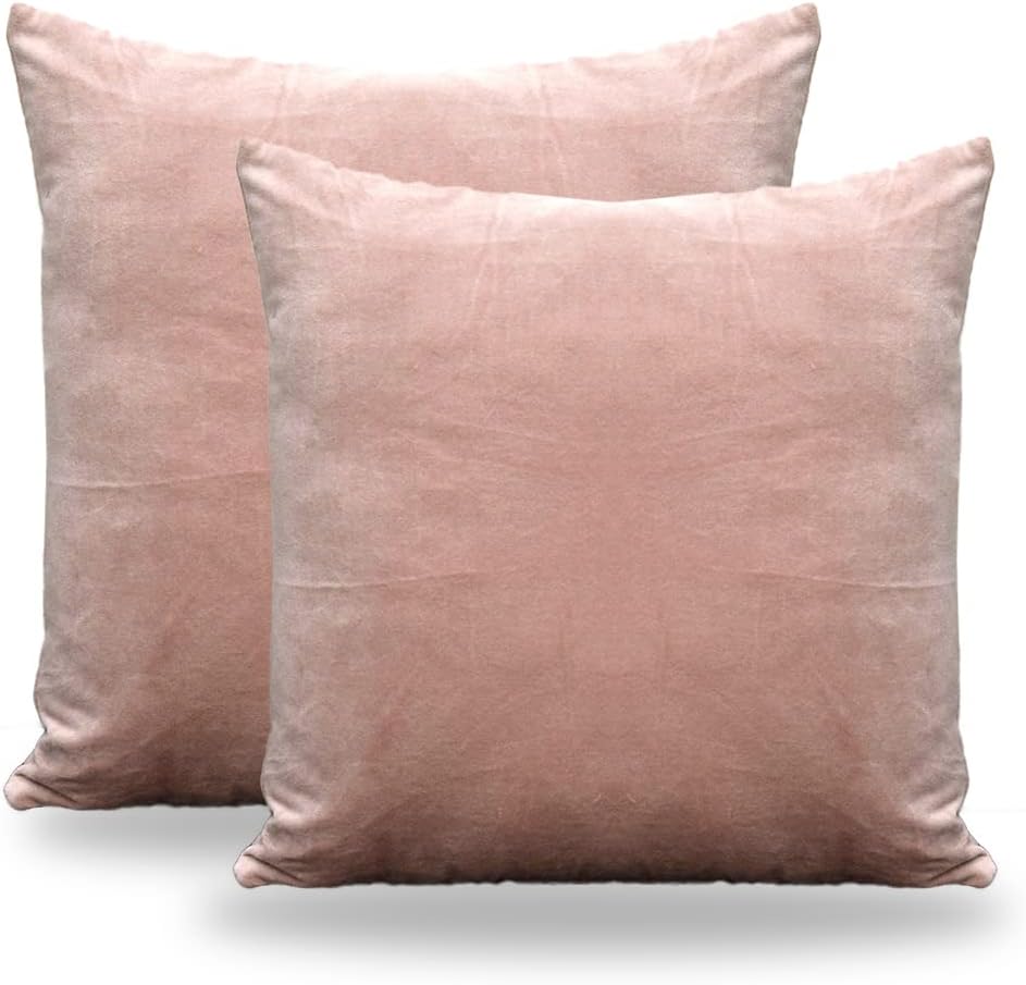 Blush Velvet Square Throw Pillow Covers 2 Pack