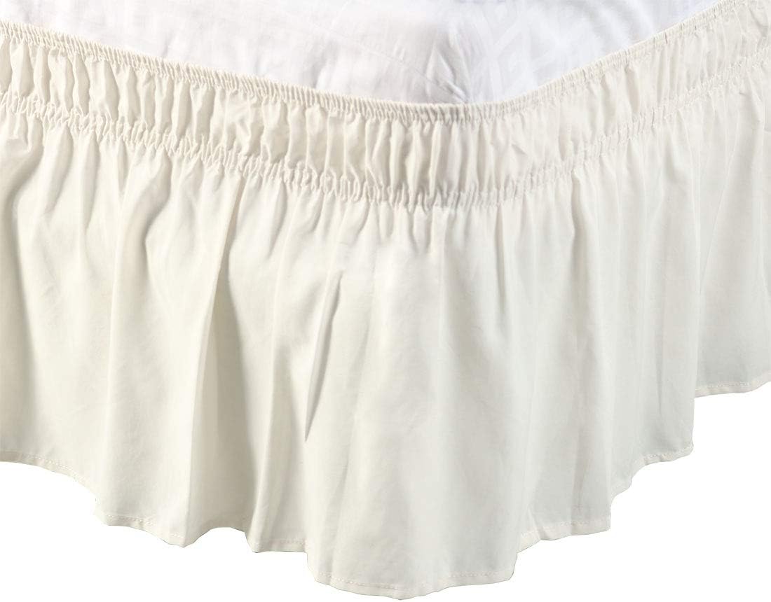 Ivory Elastic Wrap Around King Bed Skirt