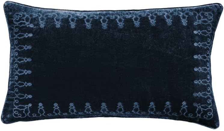 Midnight Blue Embroidered Lumbar Pillow