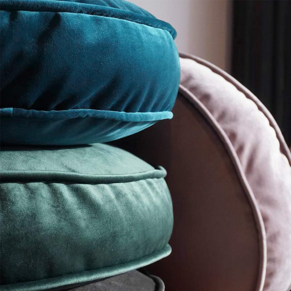 Teal Round Velvet Floor Cushion Pillow