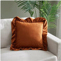 Ruffled Suede Throw Pillow Cover