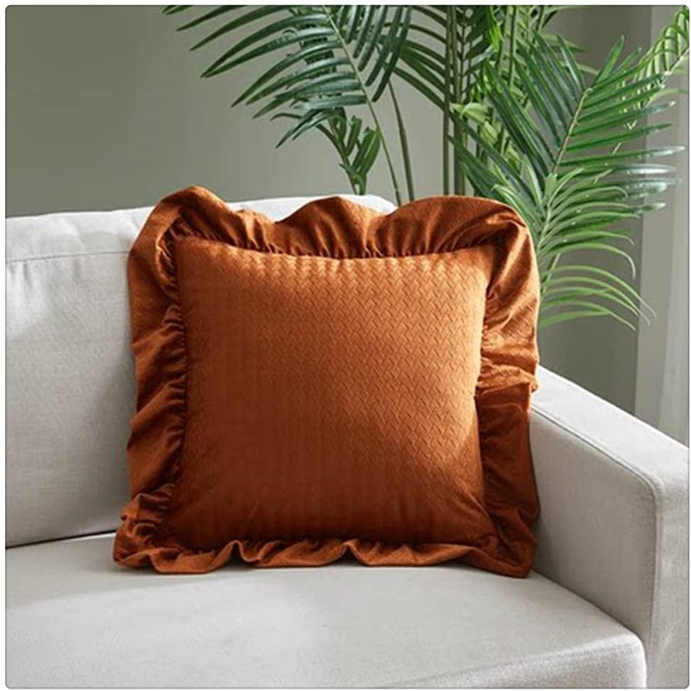 Ruffled Suede Throw Pillow Cover