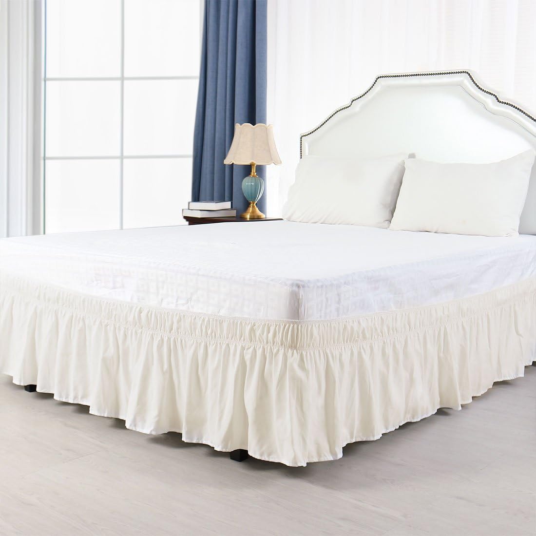Ivory Elastic Wrap Around King Bed Skirt