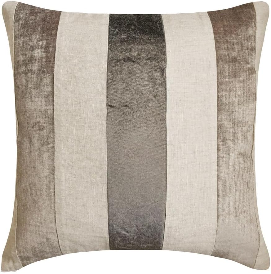 Grey Striped Velvet Throw Pillow Covers