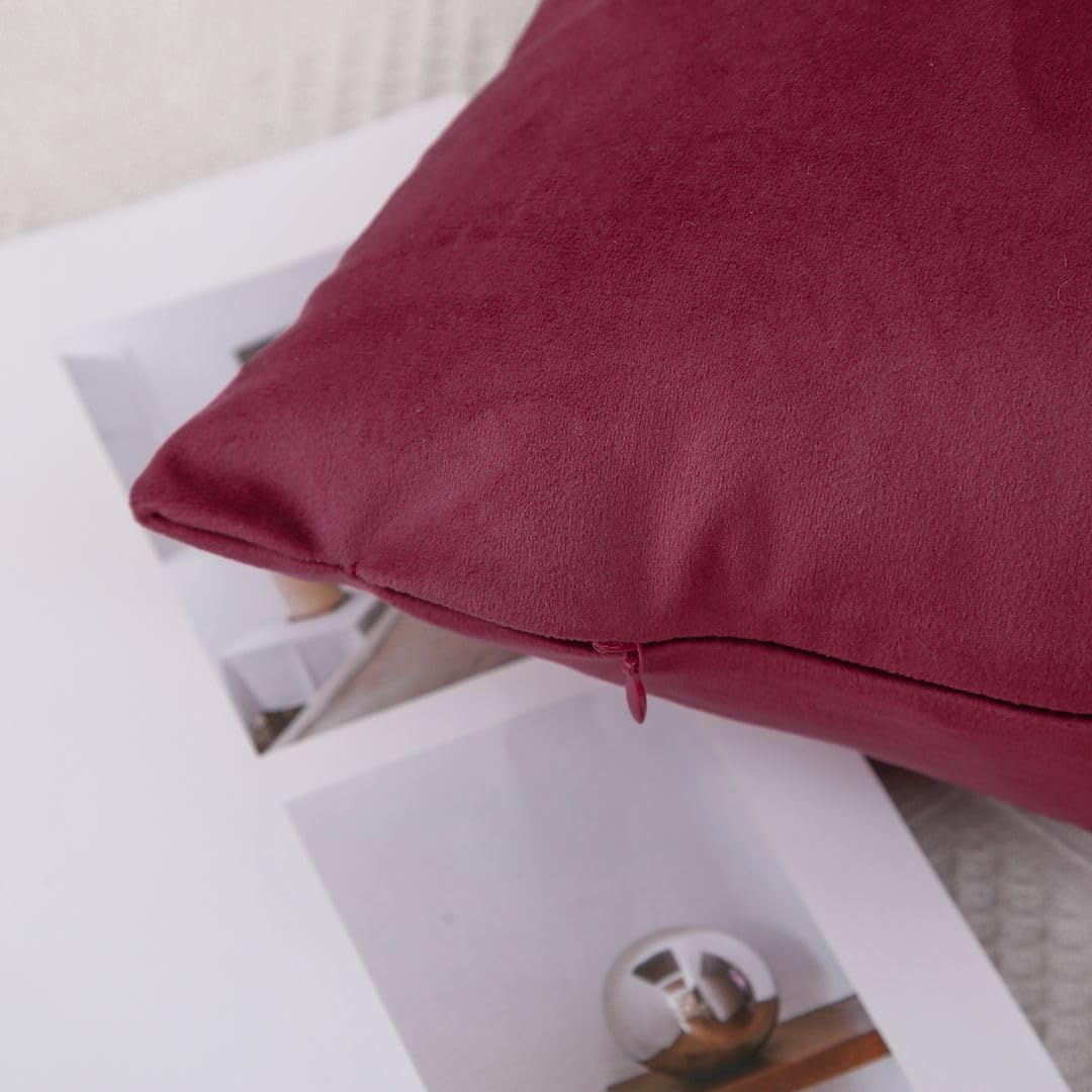 Burgundy Velvet Filled Euro Throw Pillows 2 Pack