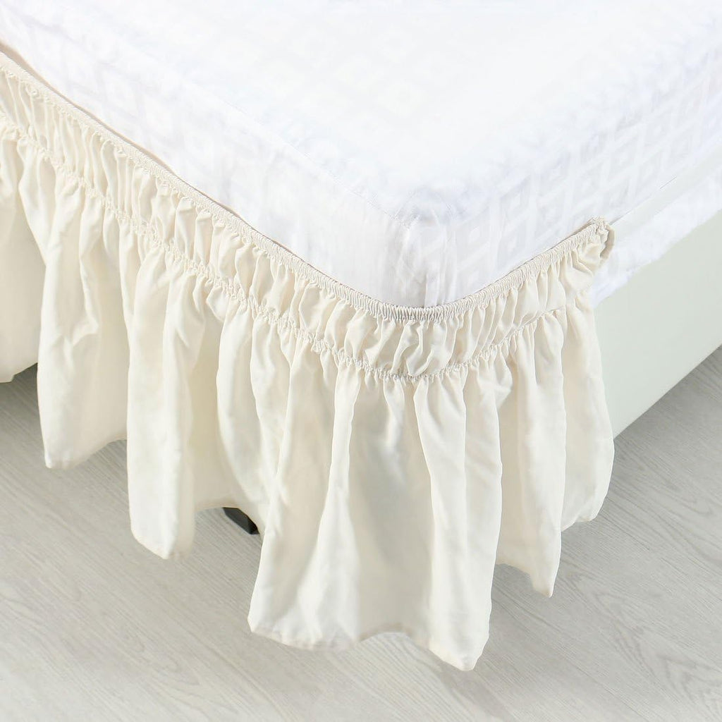 Ivory Elastic Wrap Around King Bed Skirt