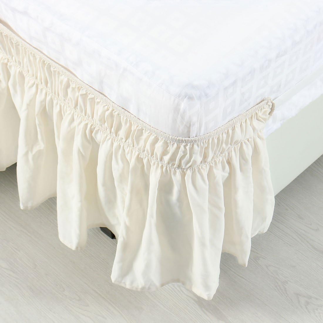Ivory Elastic Wrap Around King Bed Skirt