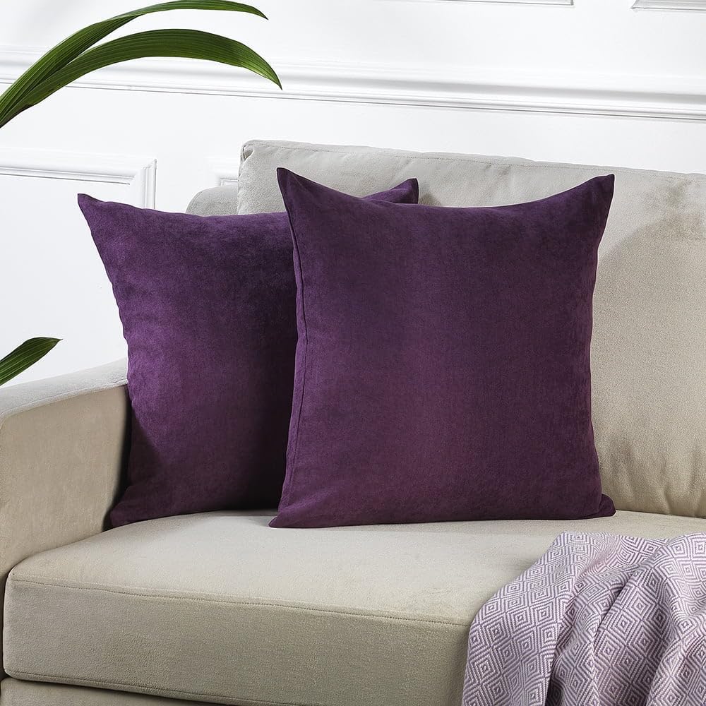 Purple Velvet Throw Pillow Covers 2 Pack