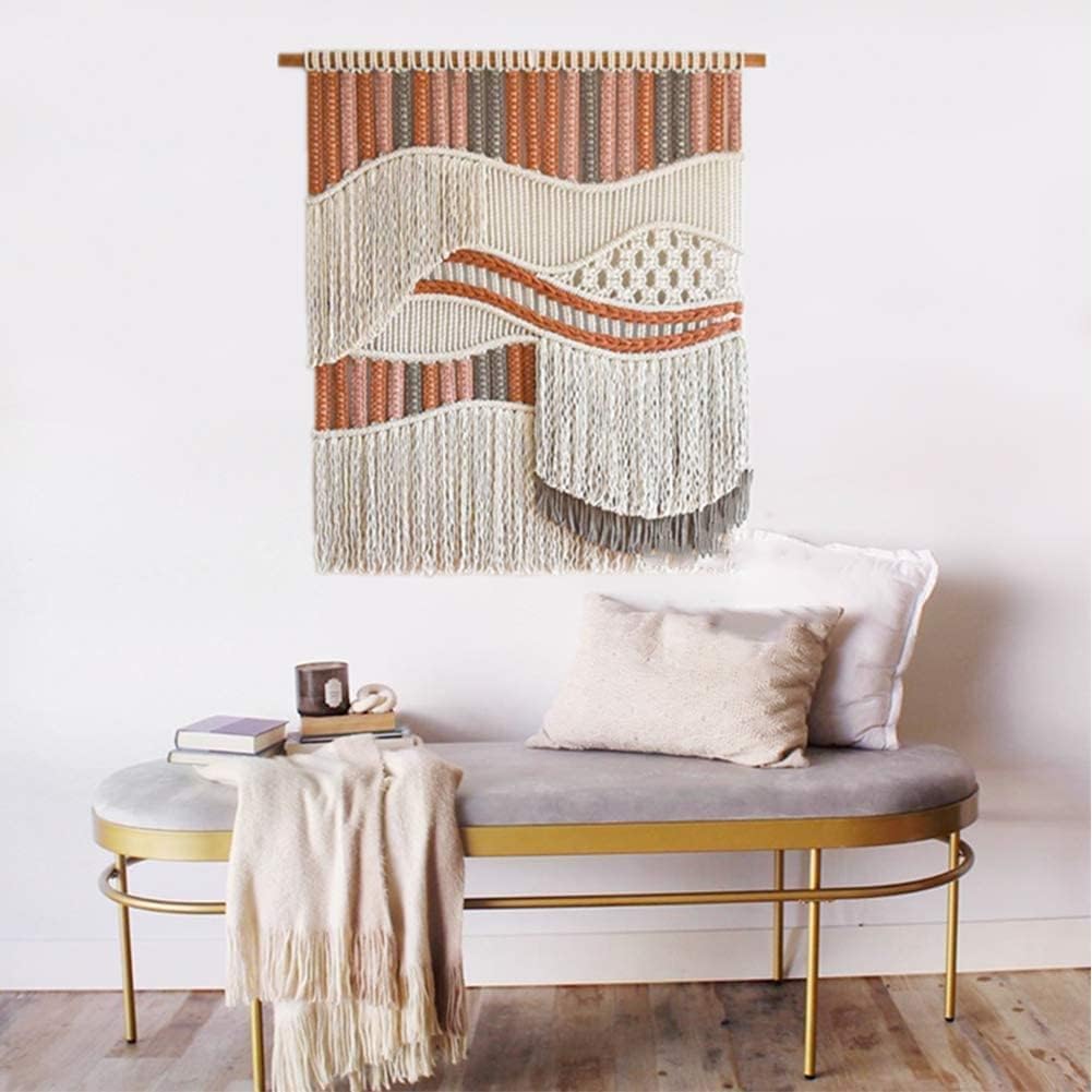 Blue Fringe Macrame Wall Hanging Tapestry