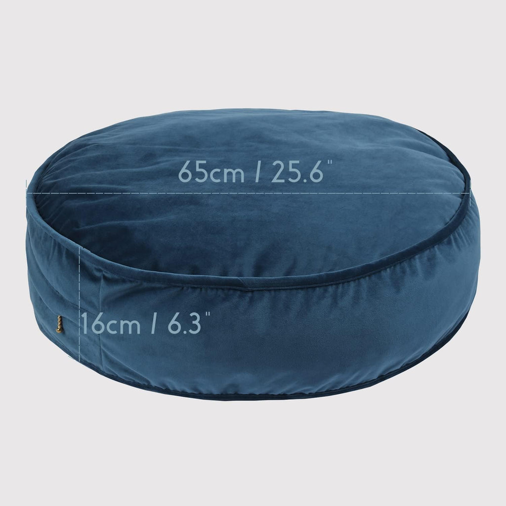 Teal Round Velvet Floor Cushion Pillow
