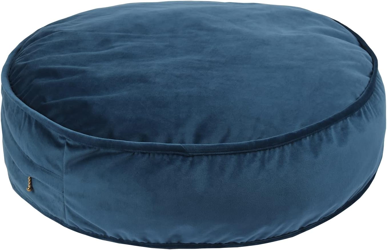 Teal Round Velvet Floor Cushion Pillow