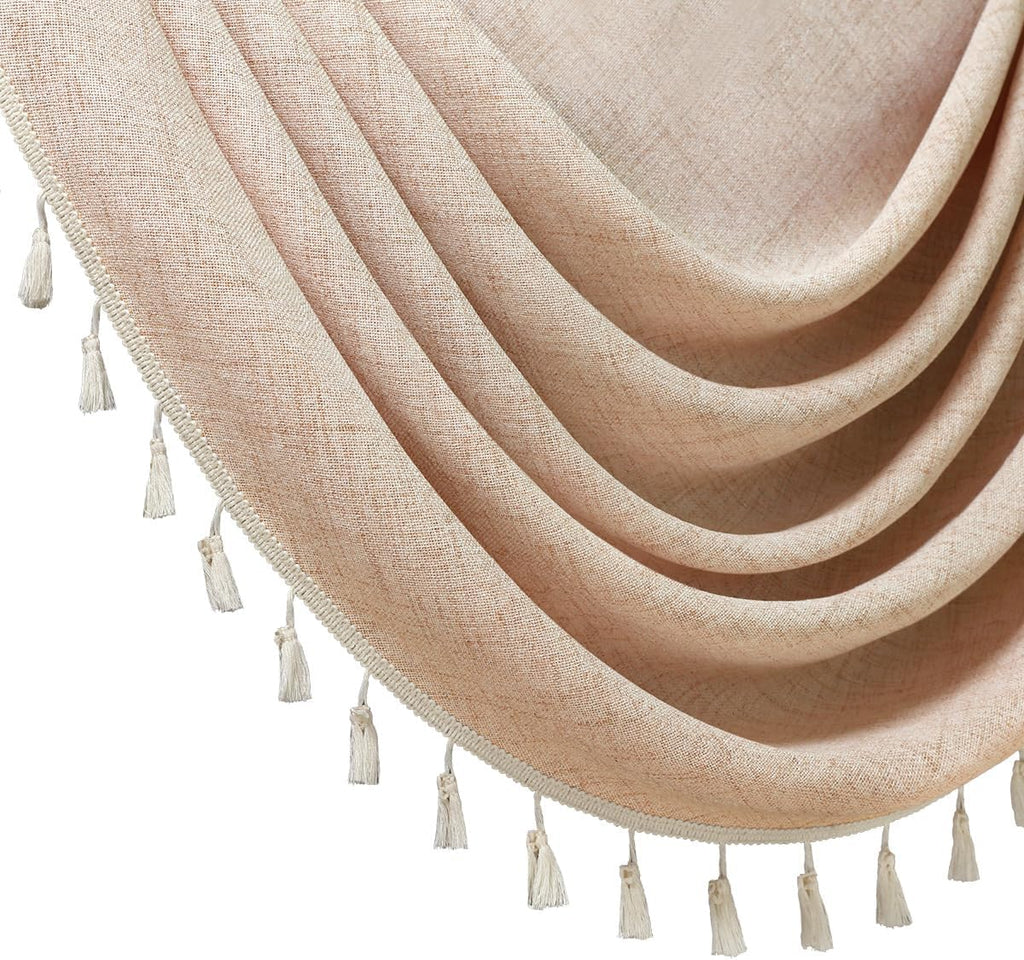 Coffee Beige Tassel Window Valance 1 Panel