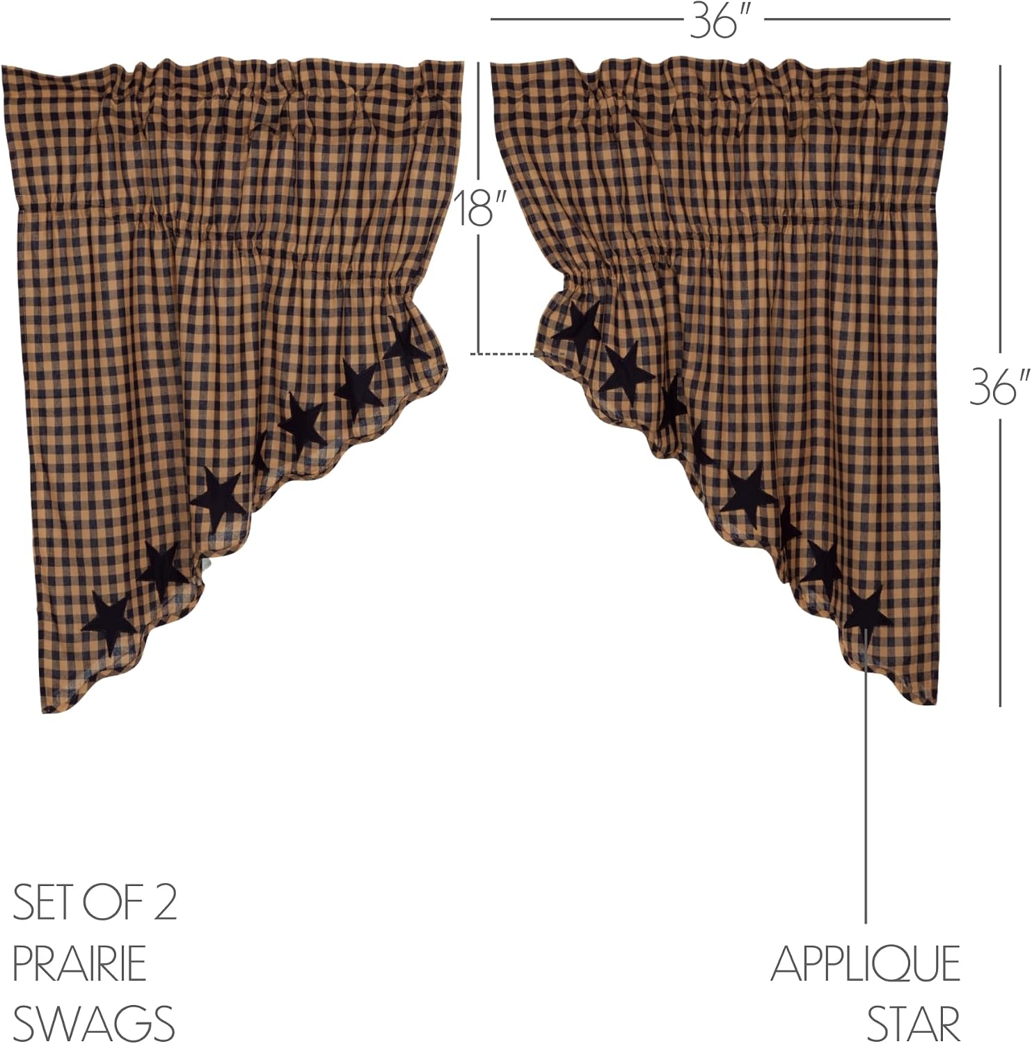 Navy Star Scalloped Prairie Swag 2 Pack