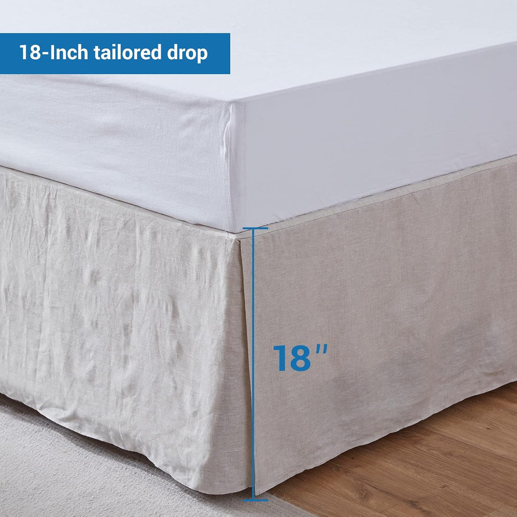 Basic Linen King Bed Skirt 18 Inch Drop