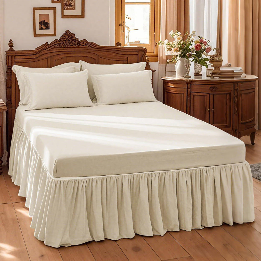 Pleated Linen-Cotton Queen Bed Skirt