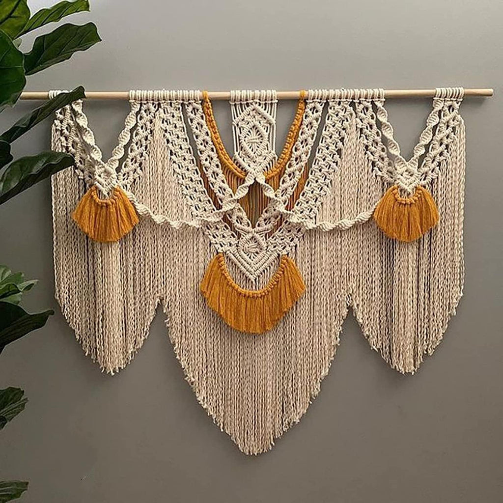 Orange Geometric Macrame Wall Hanging