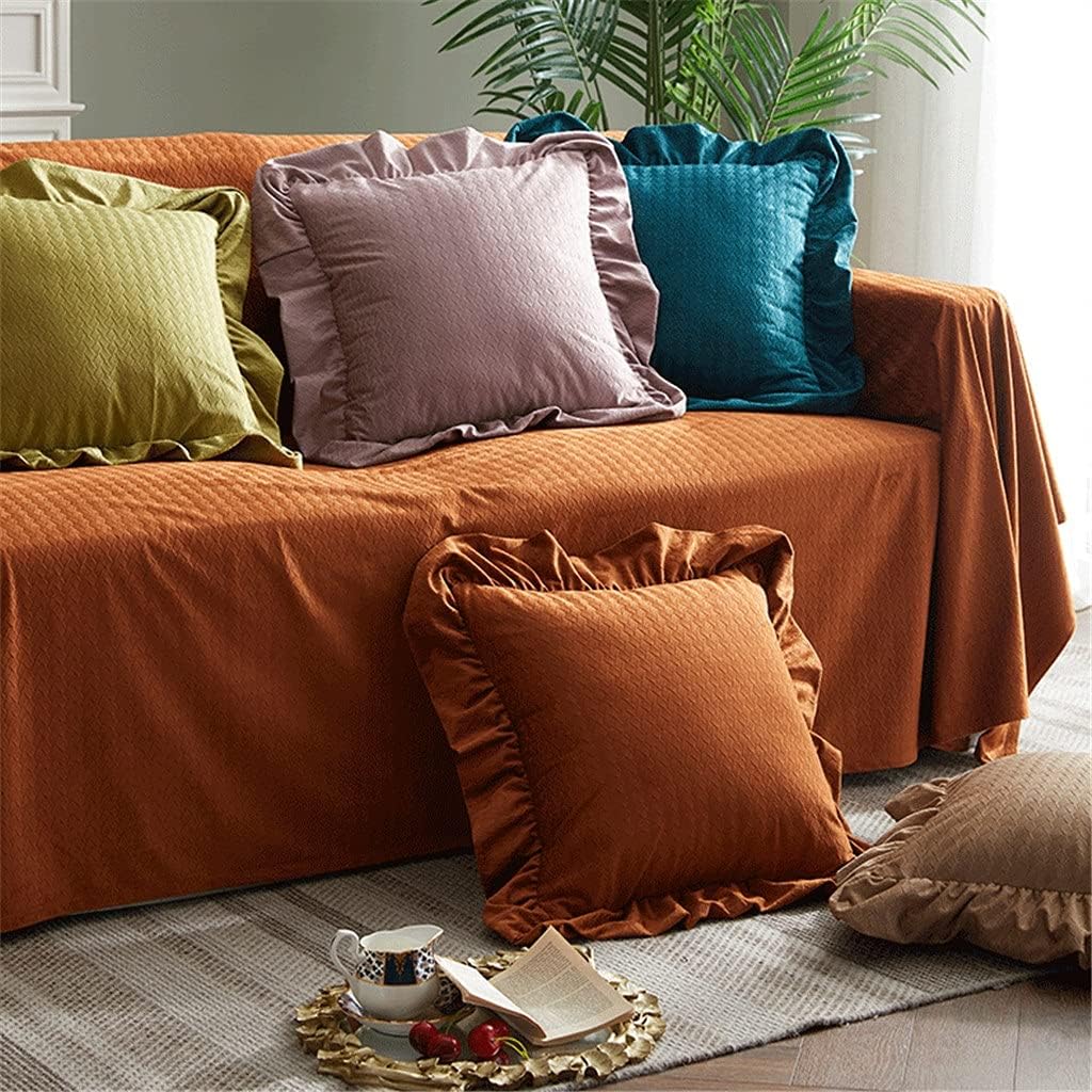 Ruffled Suede Throw Pillow Cover
