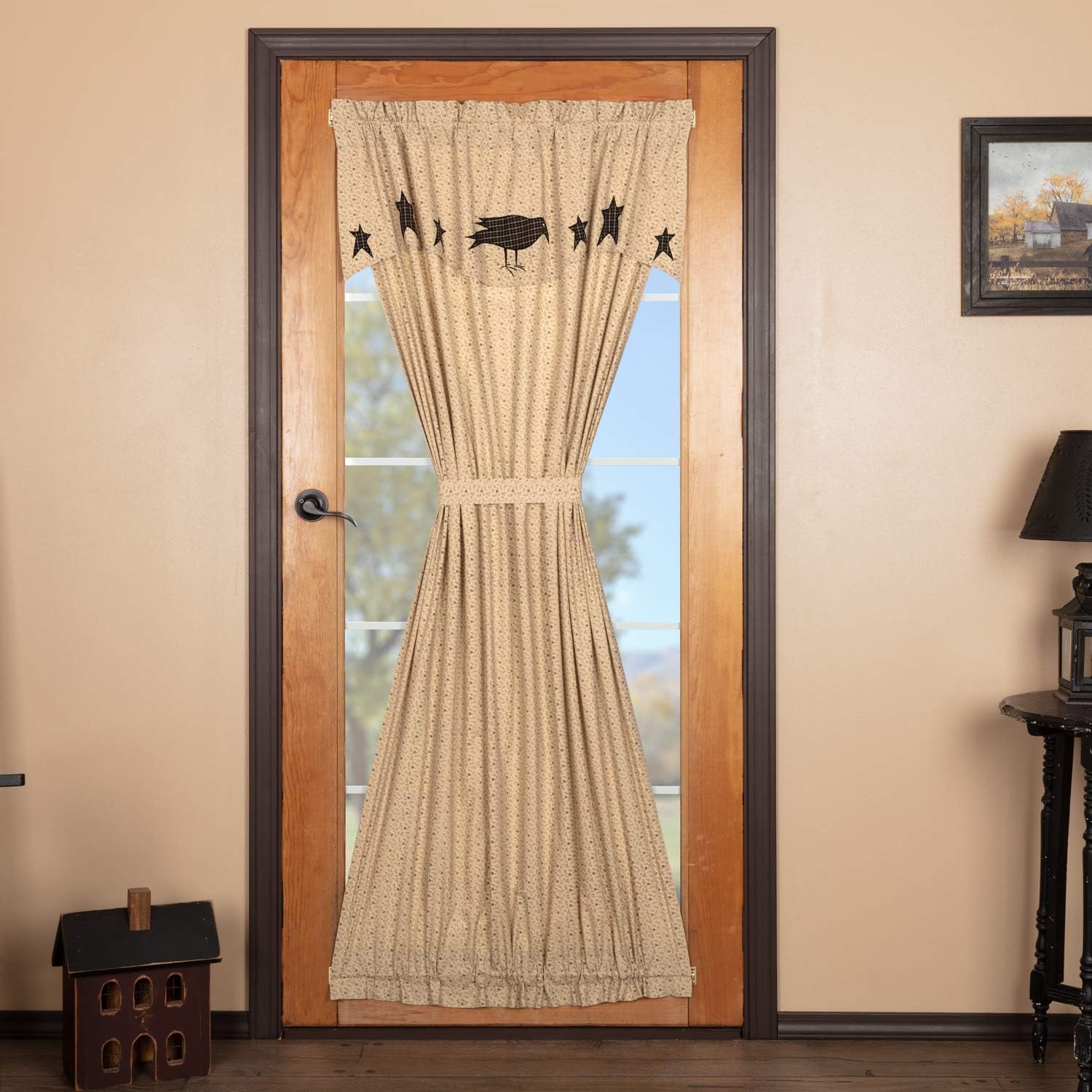 Crow Star Applique Door Window Curtain Set