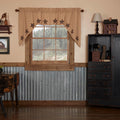 Black Applique Star Cotton Window Swags 2 Pack
