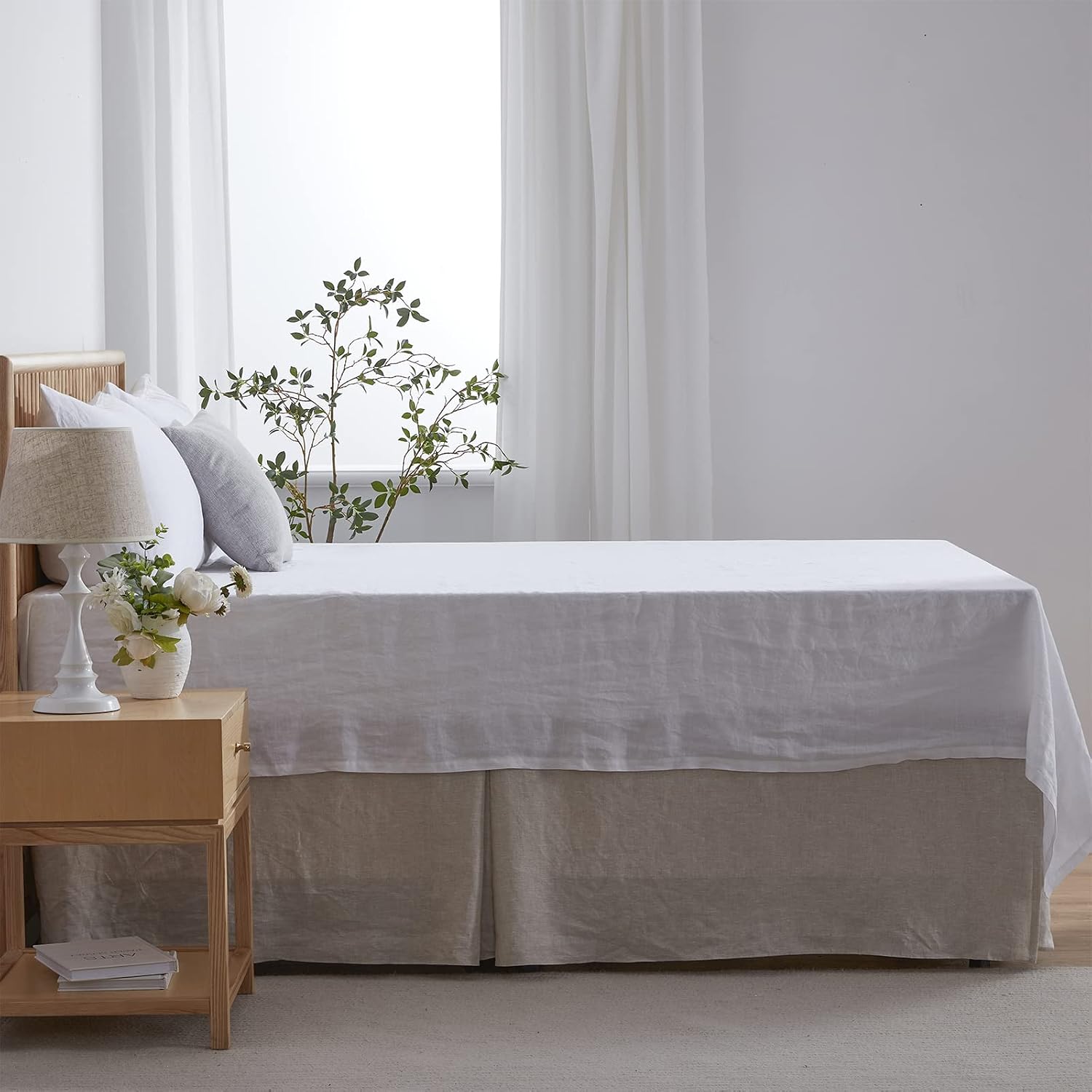 Basic Linen King Bed Skirt 18 Inch Drop