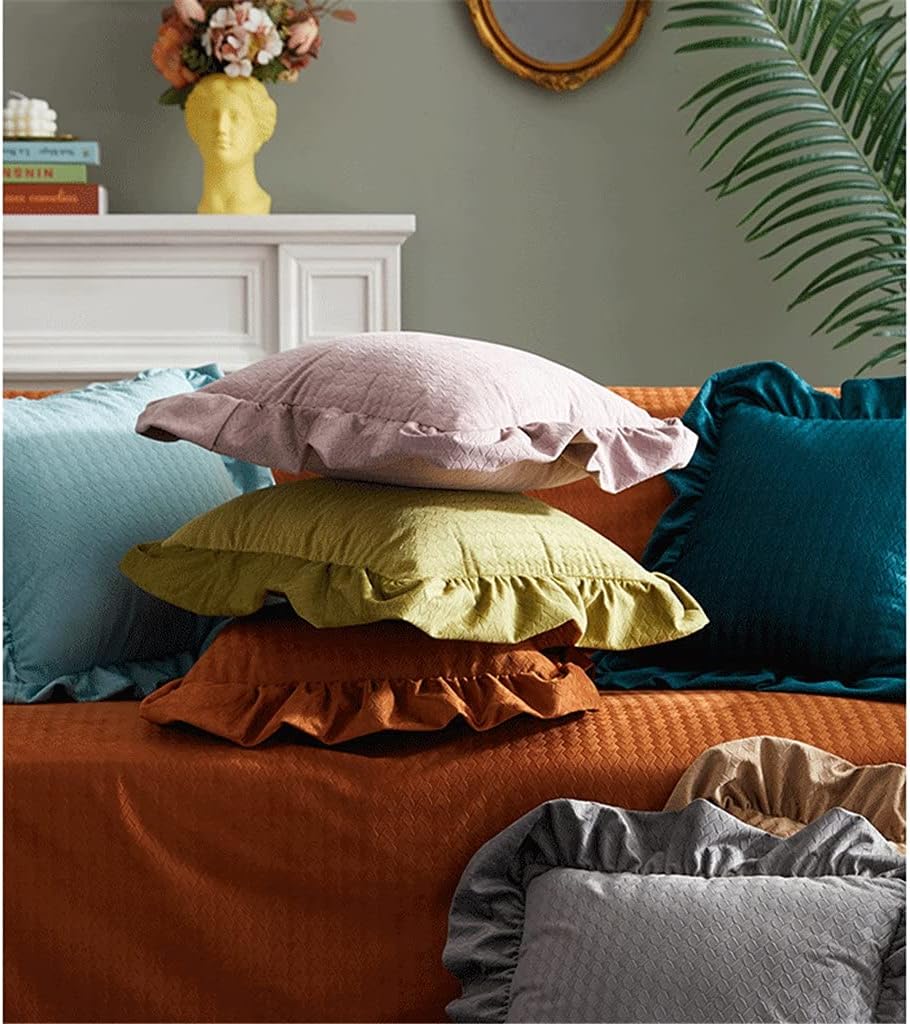 Ruffled Suede Throw Pillow Cover
