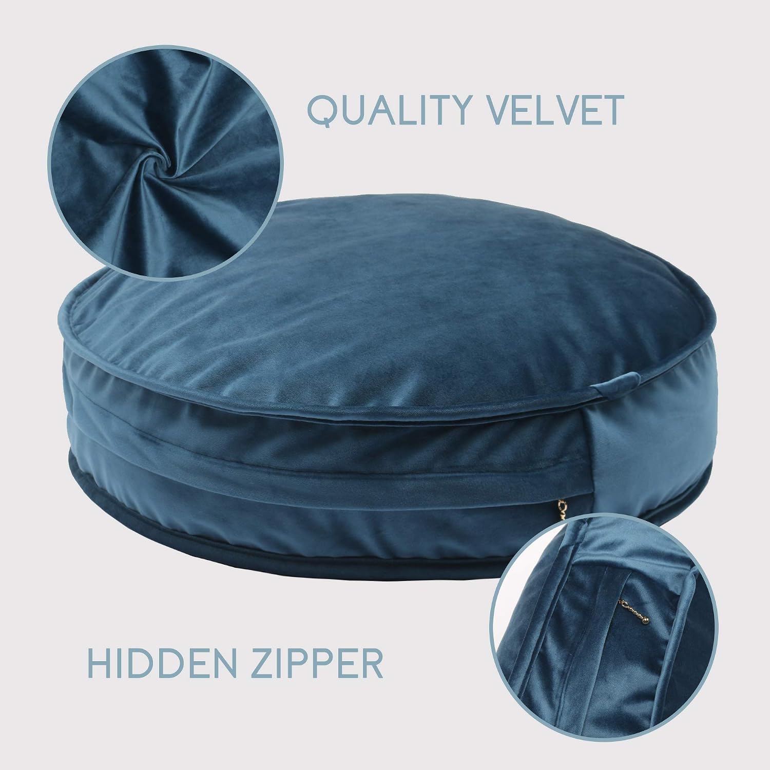 Teal Round Velvet Floor Cushion Pillow