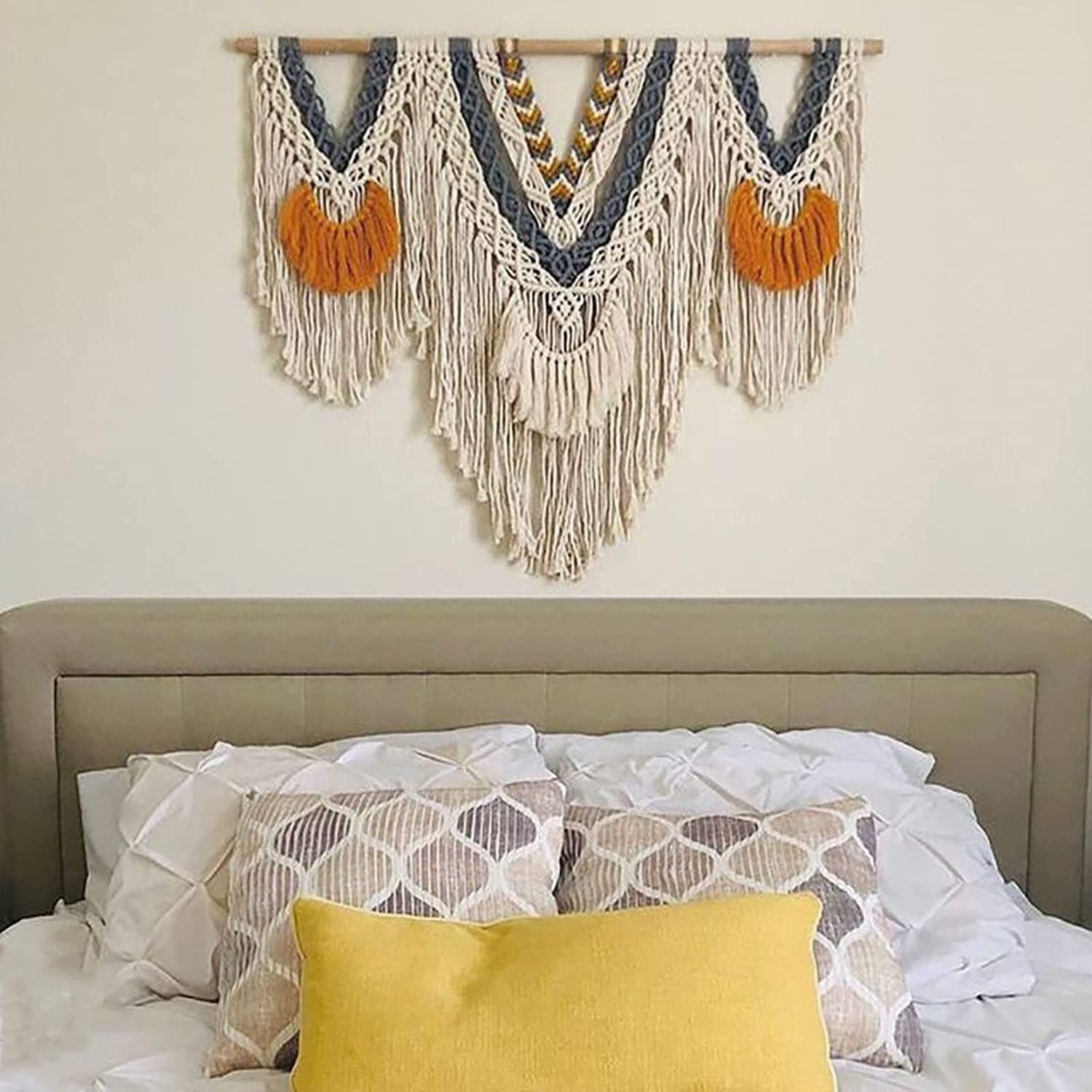 Orange Geometric Macrame Wall Hanging