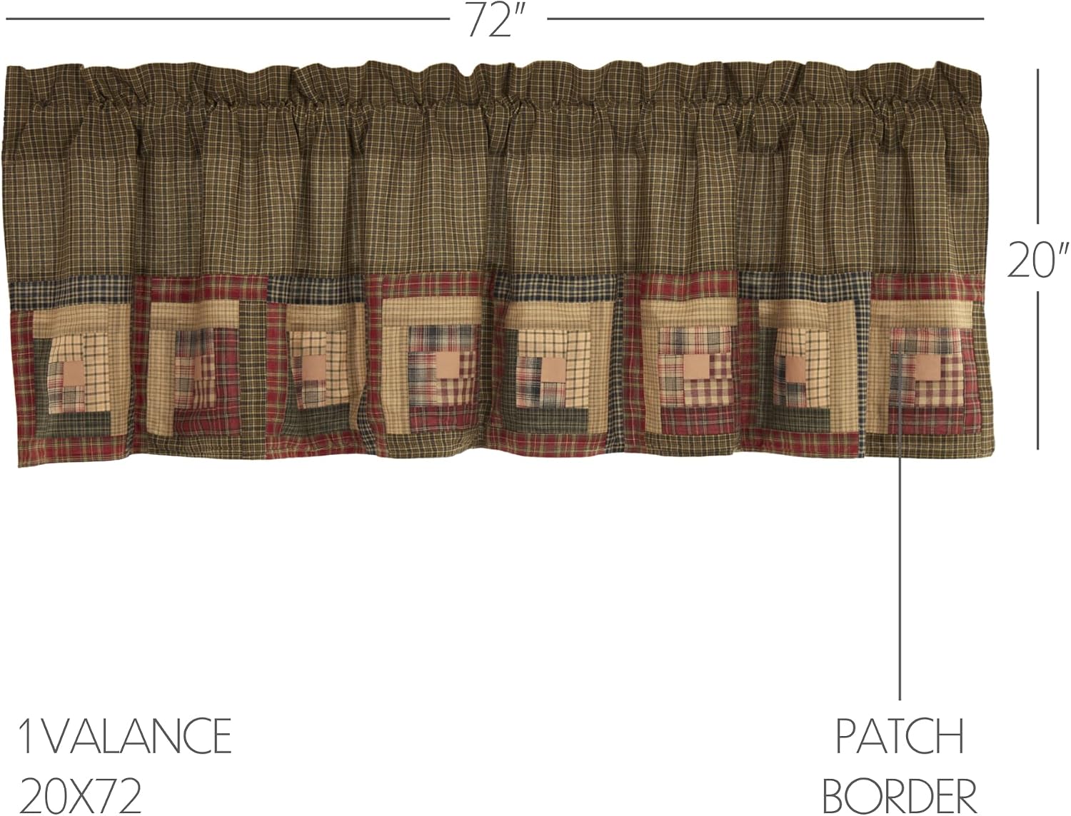 72" Green Plaid Kitchen Window Valance