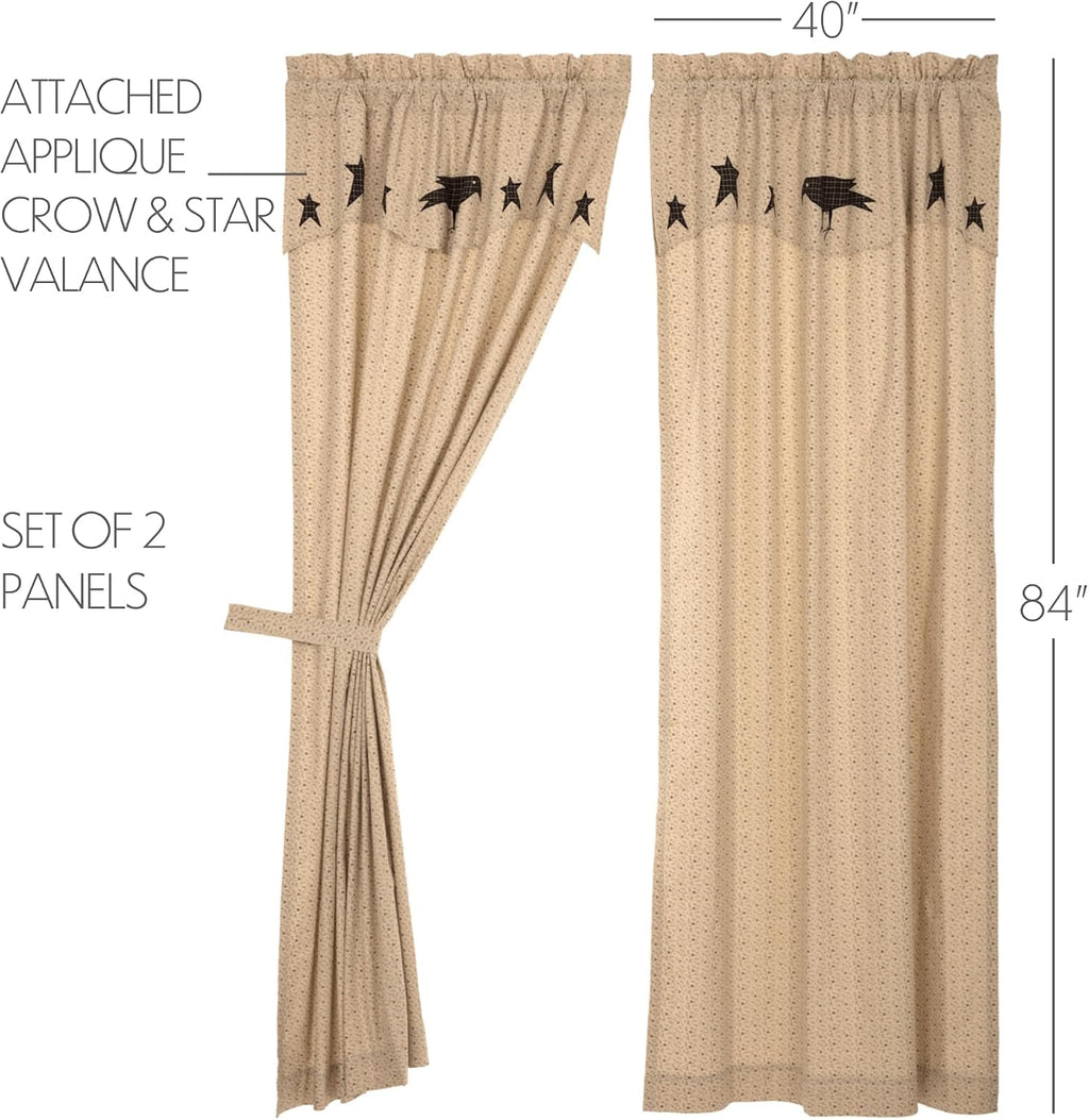 Crow Star Applique Window Valance Set of 2