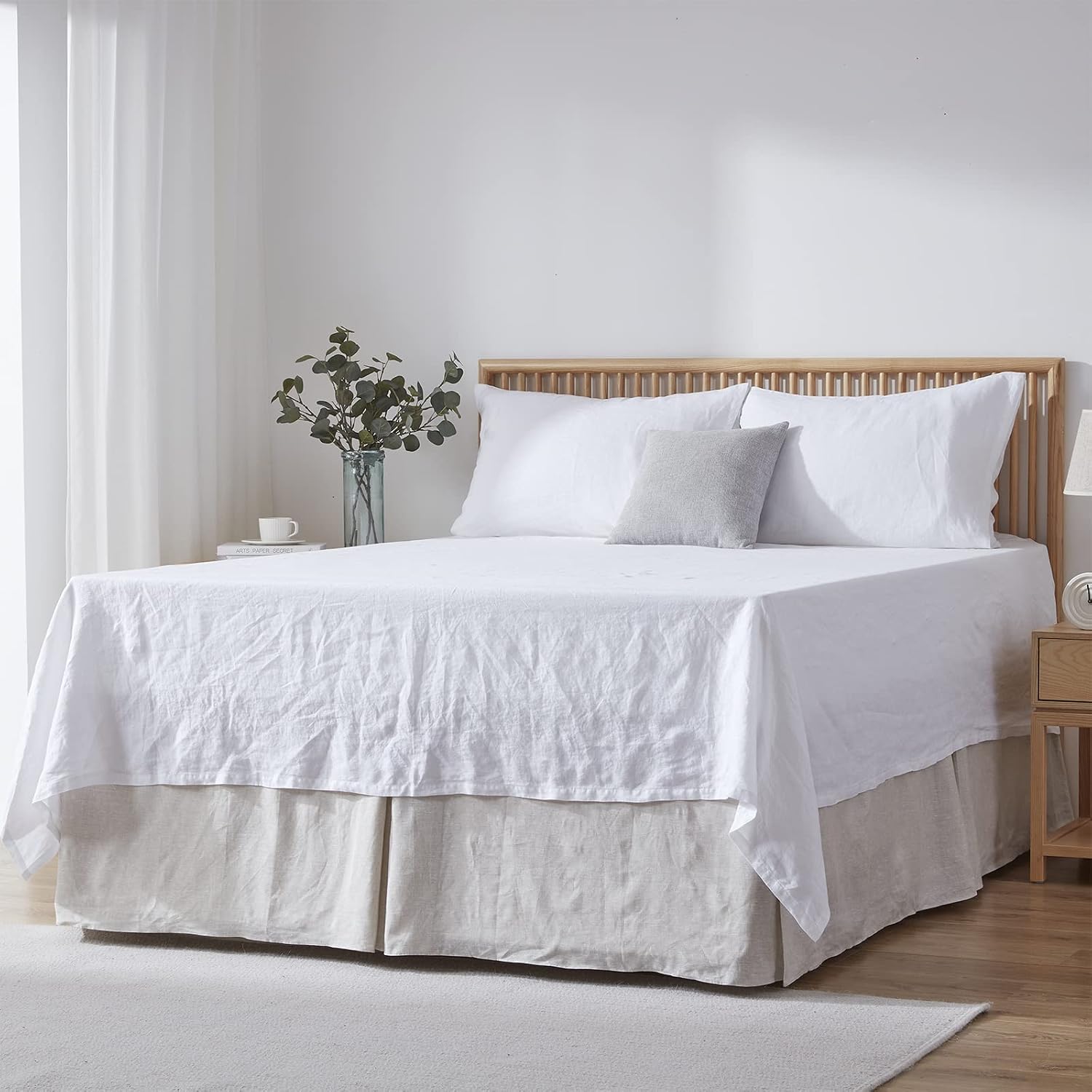 Basic Linen King Bed Skirt 18 Inch Drop