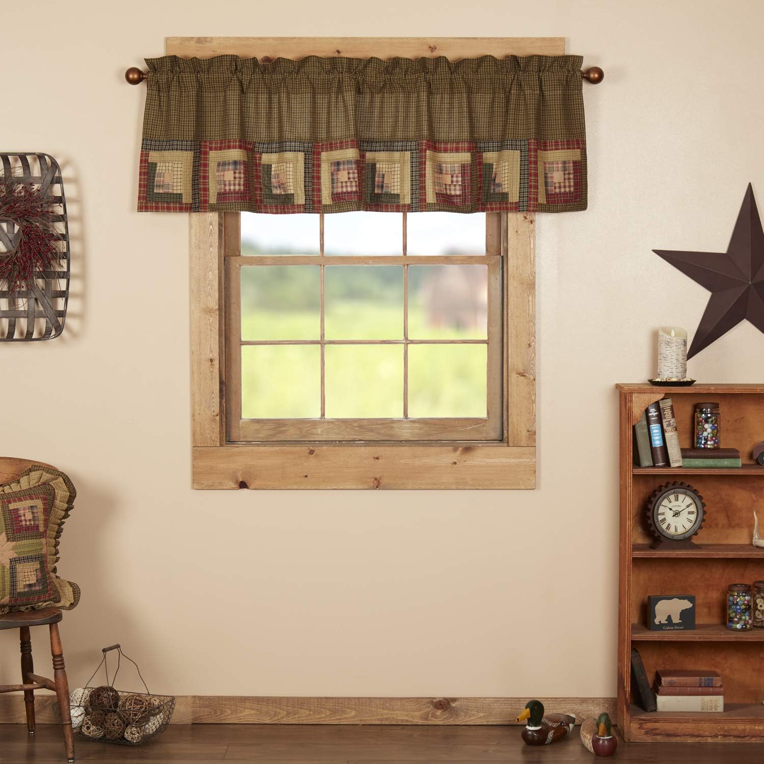 72" Green Plaid Kitchen Window Valance