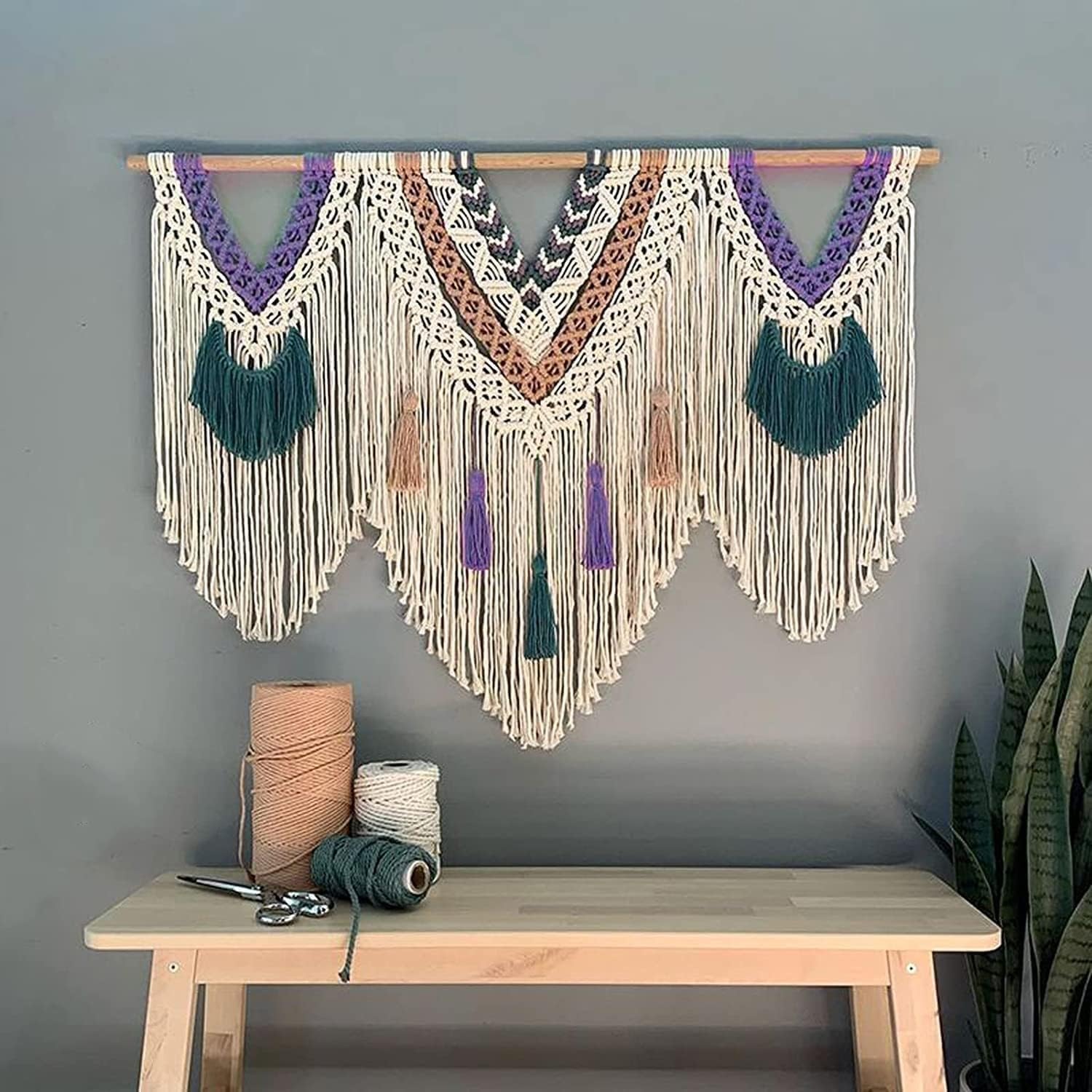 Orange Geometric Macrame Wall Hanging