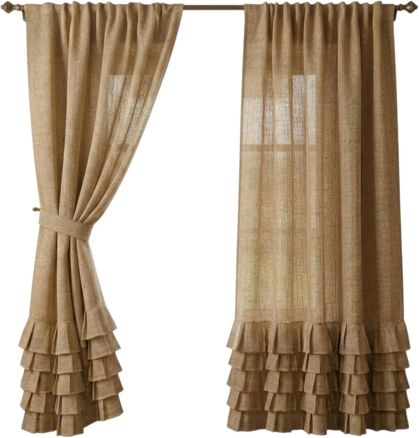 Natural Burlap Ruffle Farmhouse Curtains