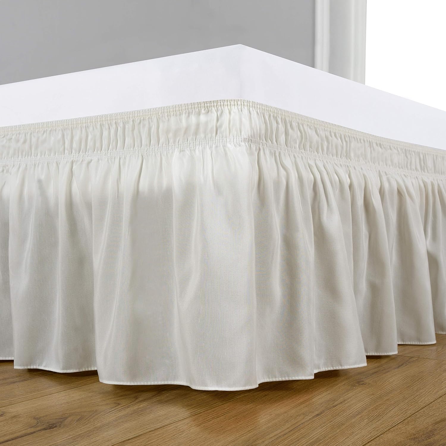Ivory Elastic Wrap Around Cal King Bed Skirt