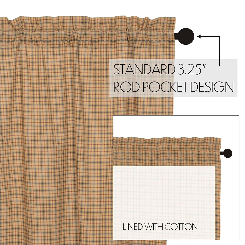 Set of 2 Tan Scalloped Short Window Curtains 63x36