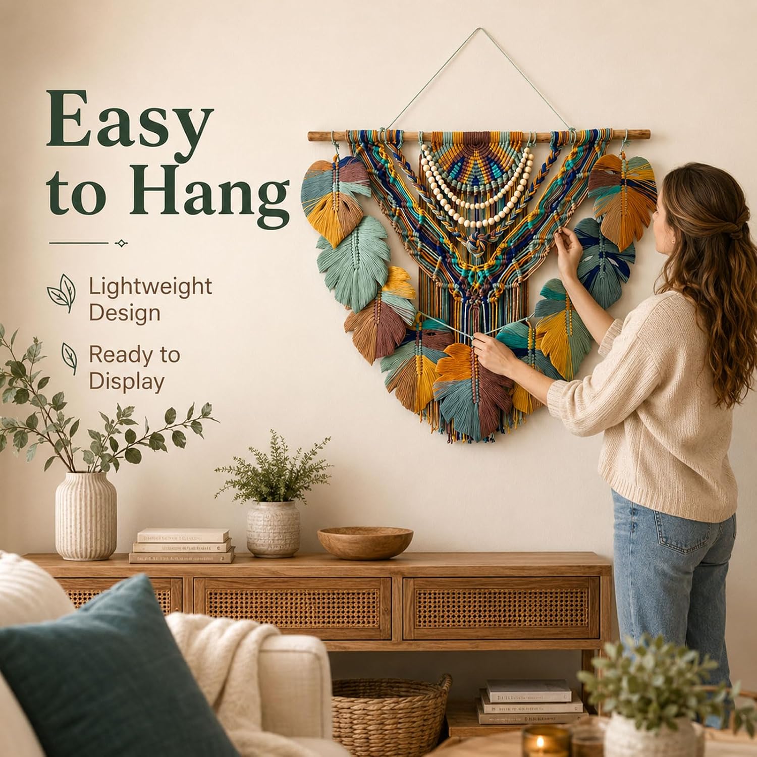 Boho Macrame Leaf Wall Hanging Decor