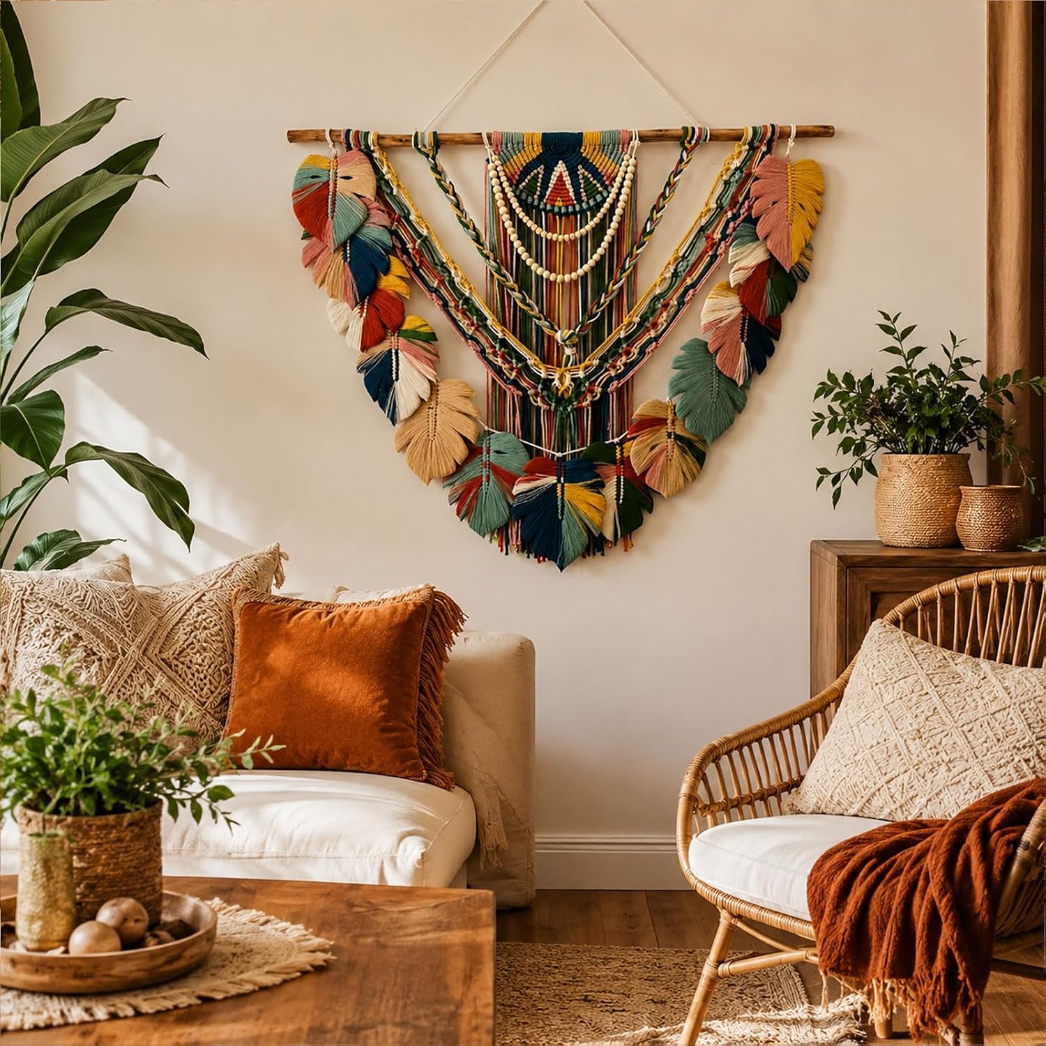 Boho Macrame Leaf Wall Hanging Decor