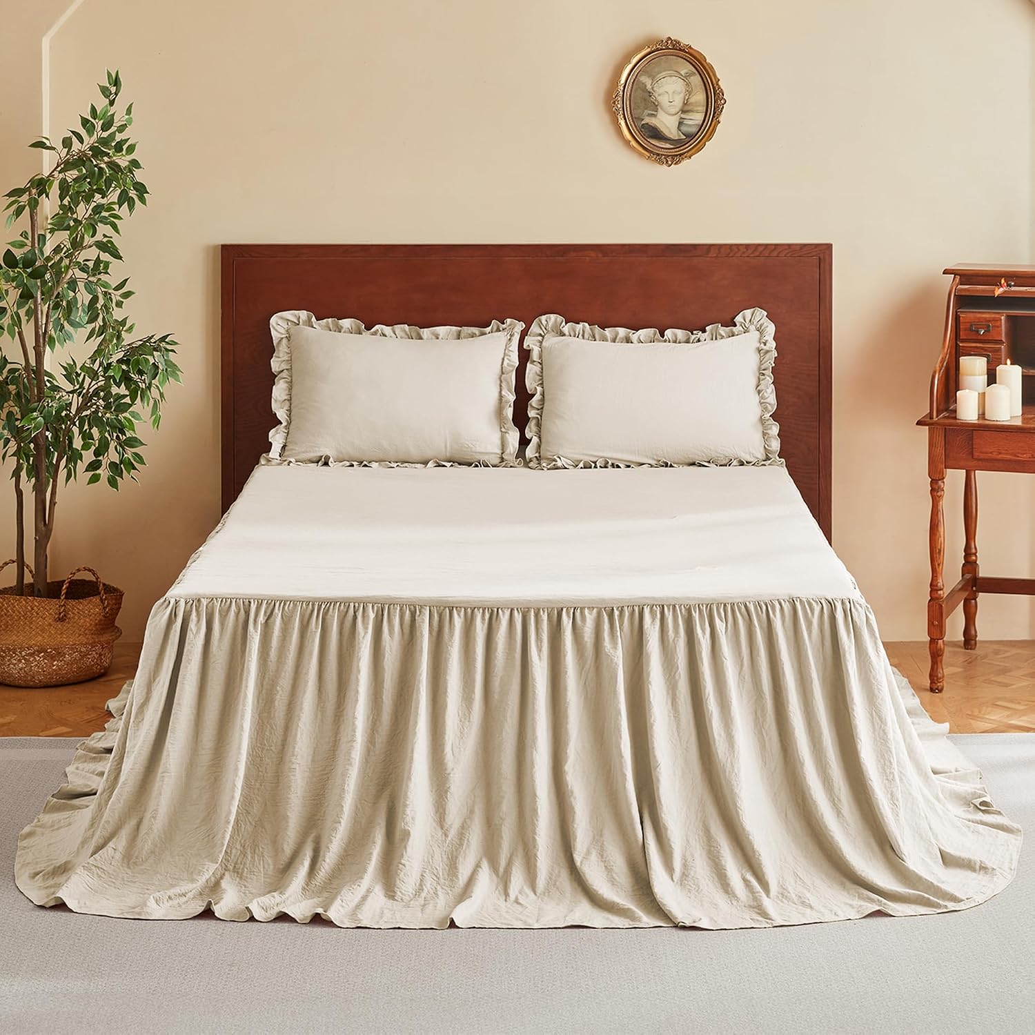 Shabby Chic Ruffled King Bedspread Set