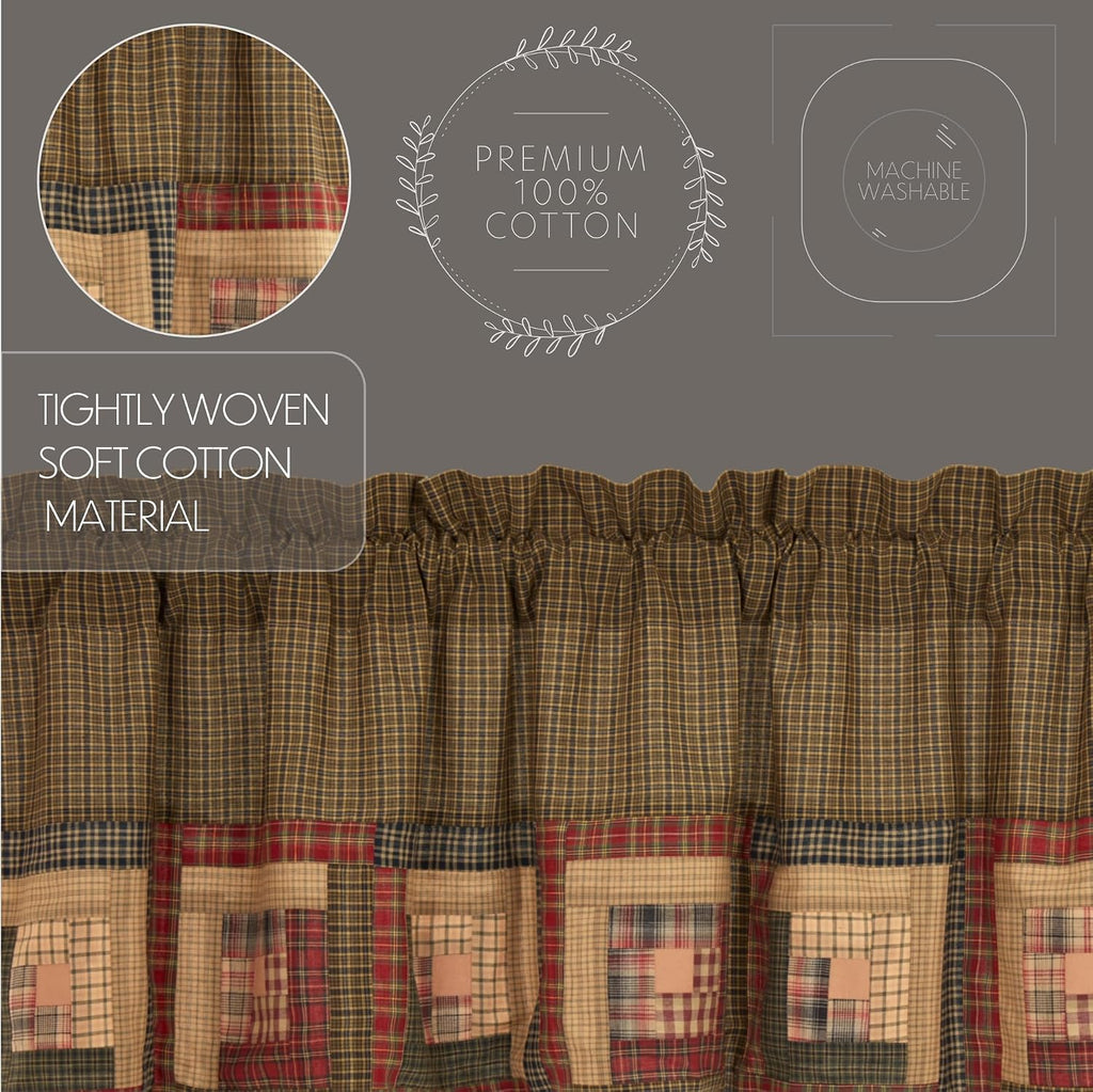 72" Green Plaid Kitchen Window Valance