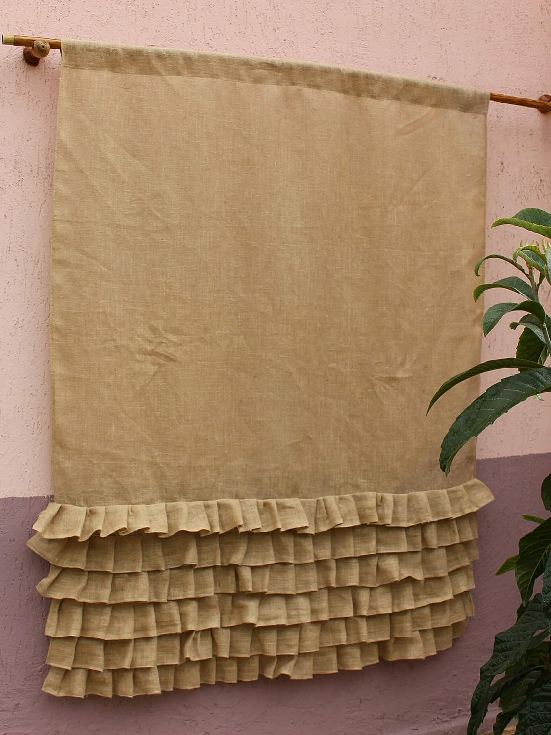 Natural Burlap Ruffle Farmhouse Curtains