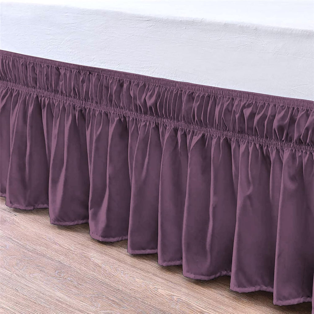 Plum Wrap Around Ruffled Queen Bed Skirt