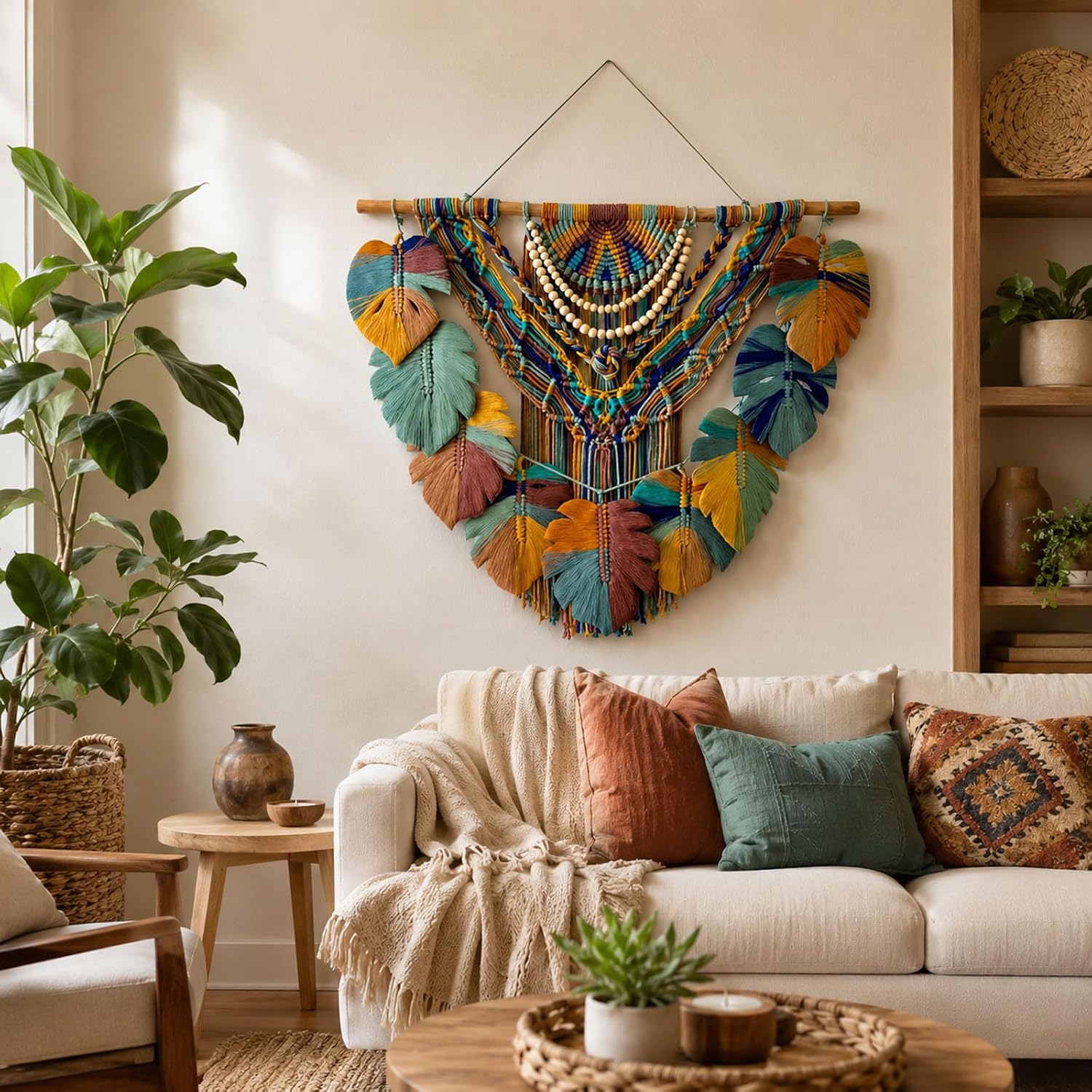 Boho Macrame Leaf Wall Hanging Decor