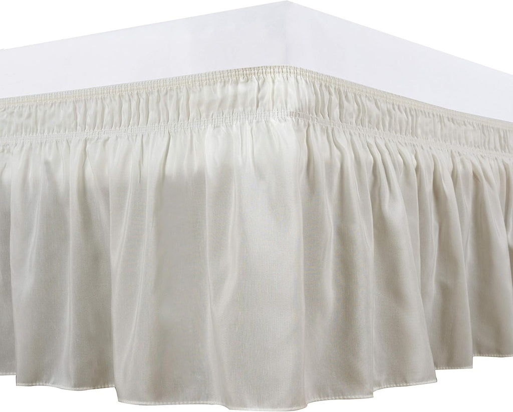 Ivory Elastic Wrap Around Cal King Bed Skirt