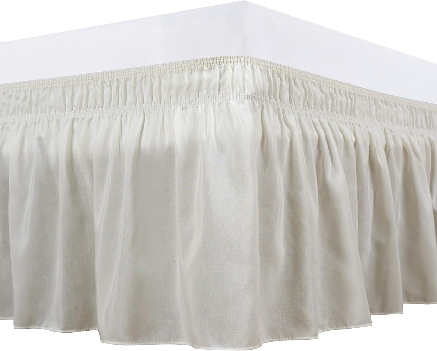 Ivory Elastic Wrap Around Cal King Bed Skirt