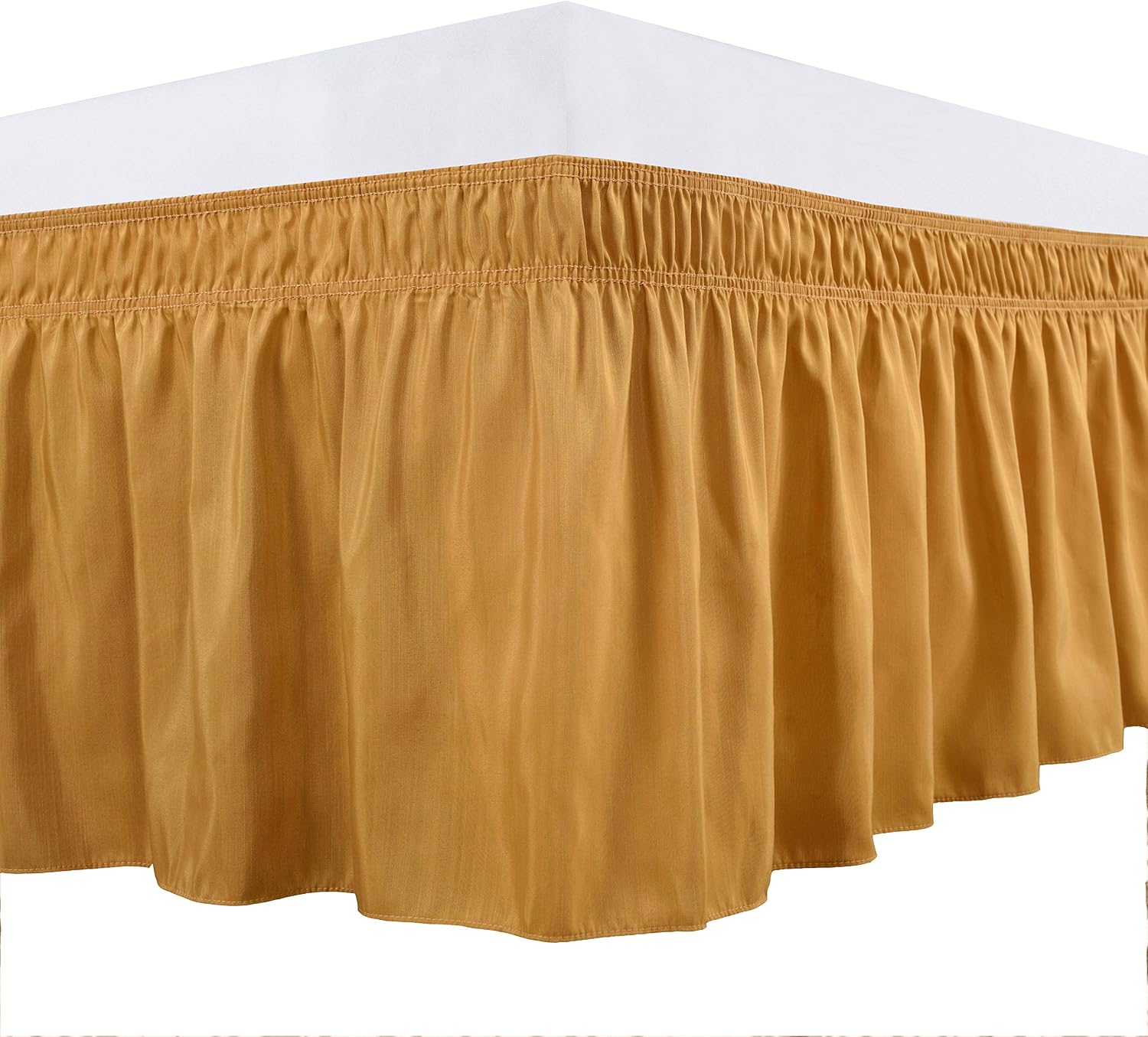 Gold Elastic Wrap Around Queen Bed Skirt