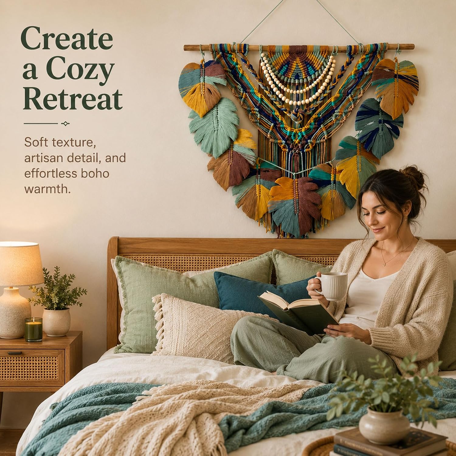 Boho Macrame Leaf Wall Hanging Decor