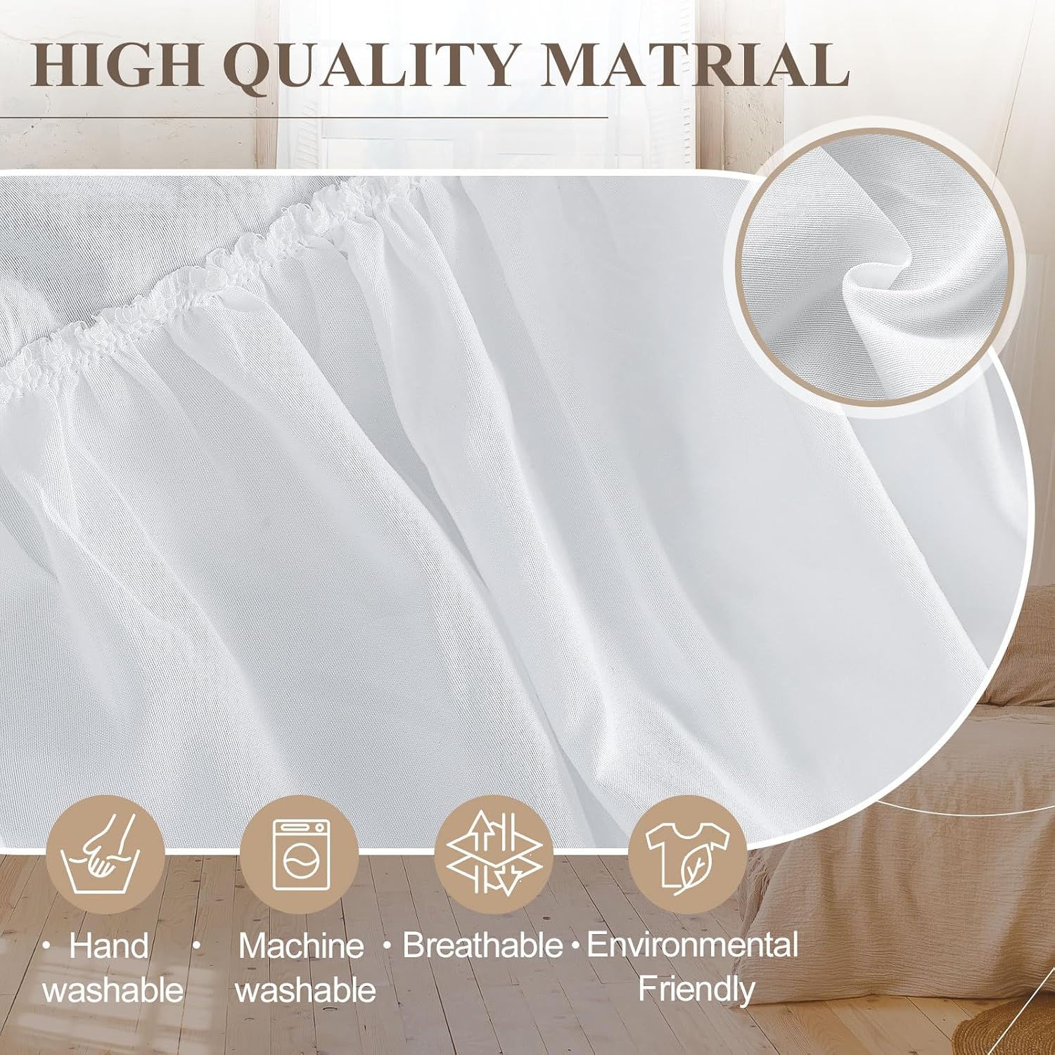 White Ruffled Twin XL Dorm Bed Skirt