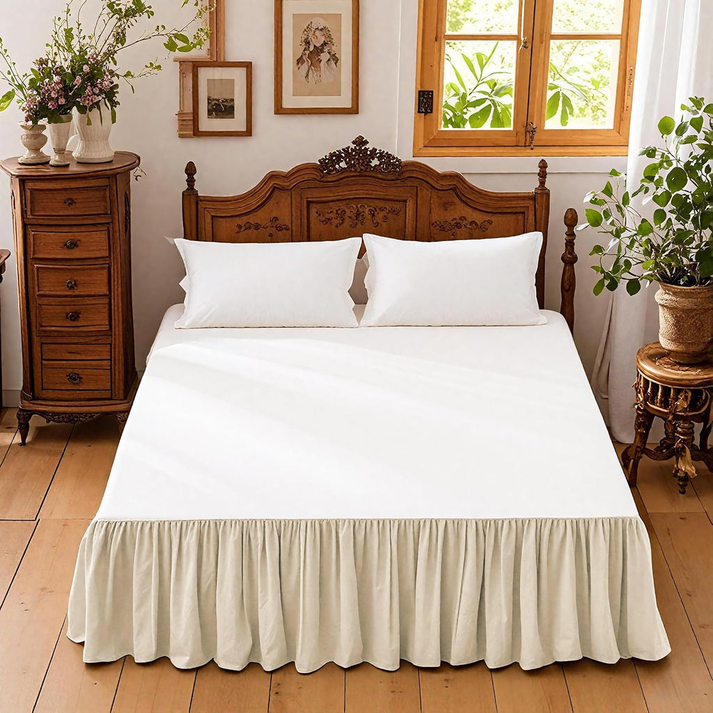 Pleated Linen-Cotton Queen Bed Skirt