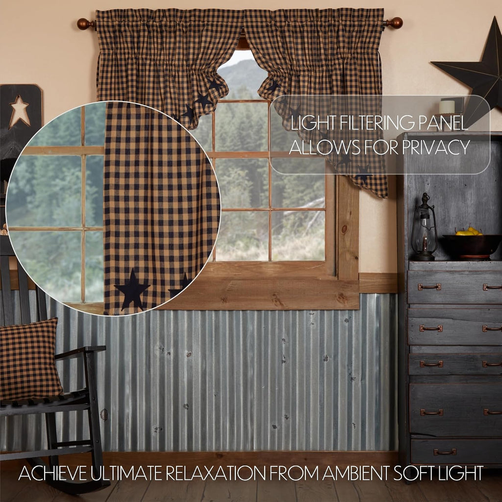 Navy Star Scalloped Prairie Swag 2 Pack