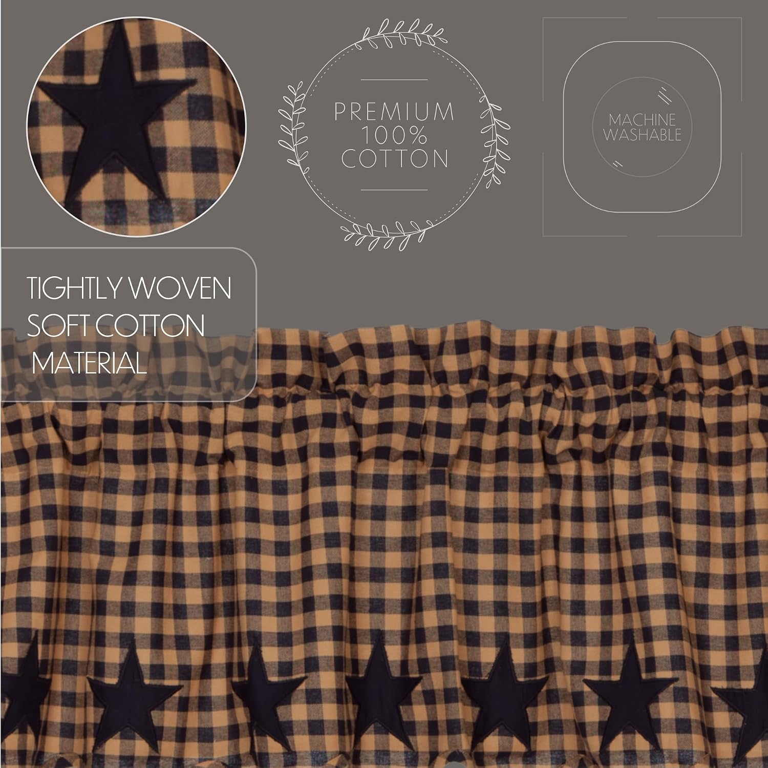 Navy Star Scalloped Prairie Swag 2 Pack